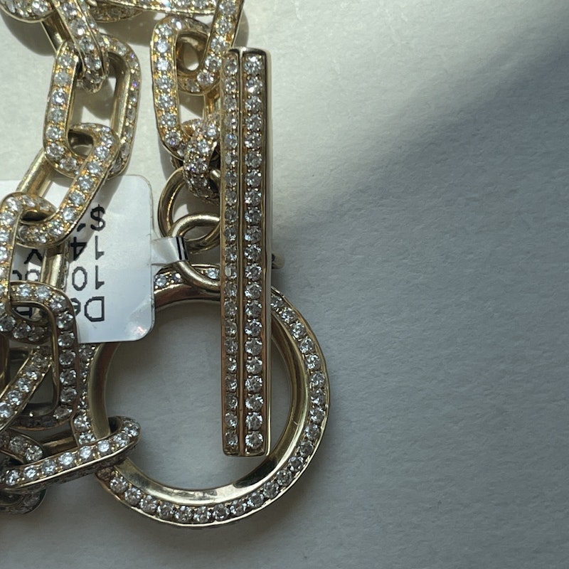 14k Yellow Gold Diamond Toggle Chain Link Bracelet