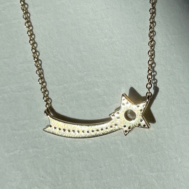 14k Yellow Gold Shooting Star Necklace