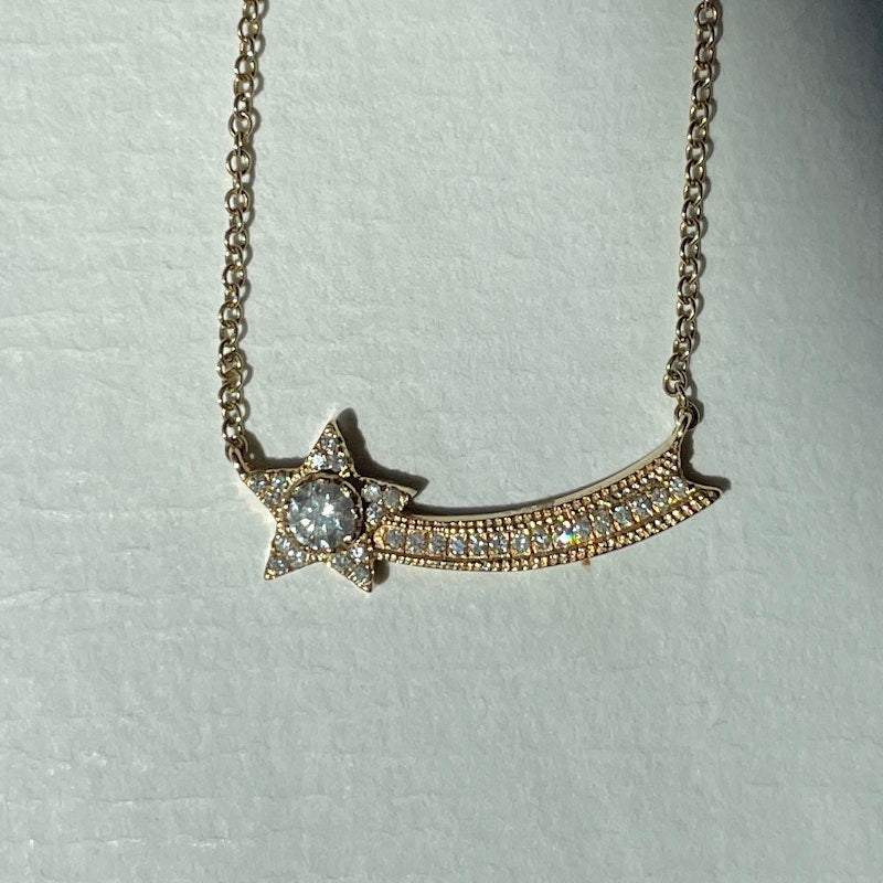 14k Yellow Gold Shooting Star Necklace