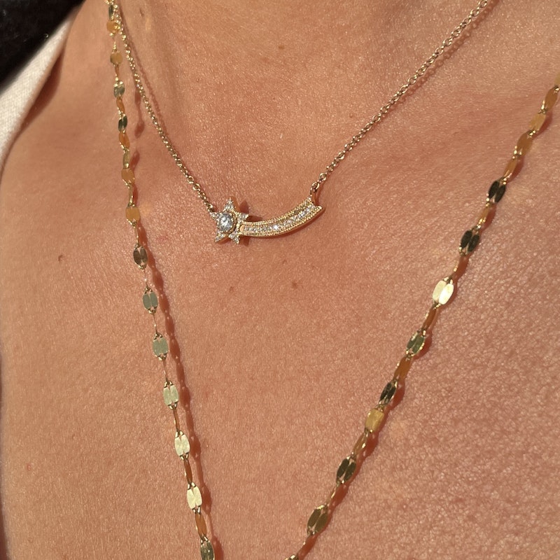 14k Yellow Gold Shooting Star Necklace