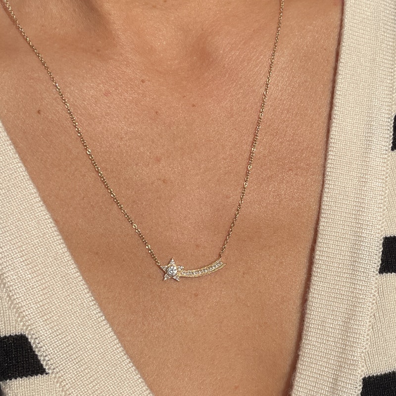 14k Yellow Gold Shooting Star Necklace