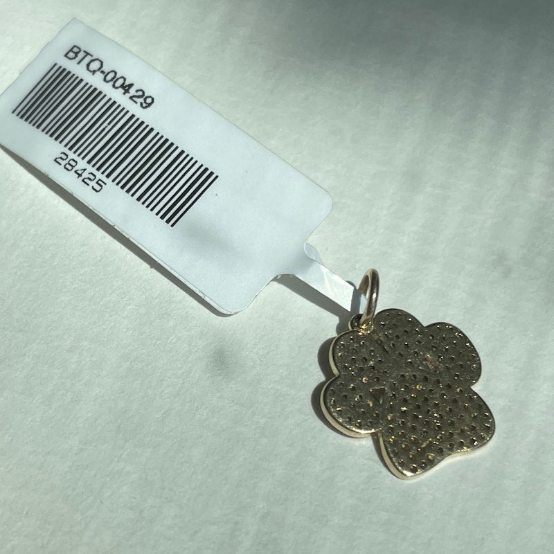 14k Yellow Gold Diamond Paw Print Pendant Charm