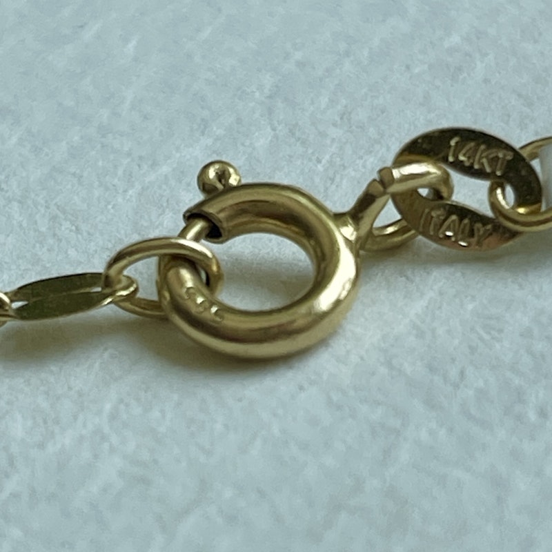 14k Yellow Gold 2mm Oval Mirror Link Chain Necklace