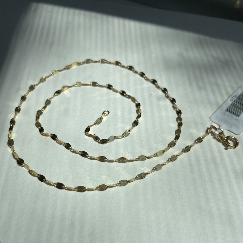 14k Yellow Gold 2mm Oval Mirror Link Chain Necklace