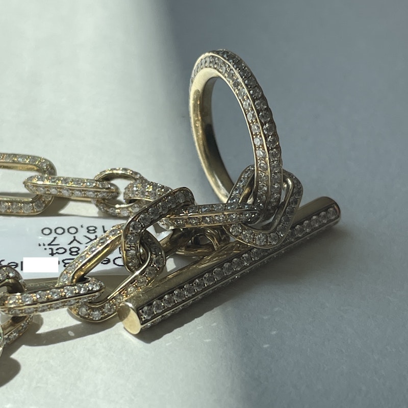 14k Yellow Gold Diamond Toggle Chain Link Bracelet