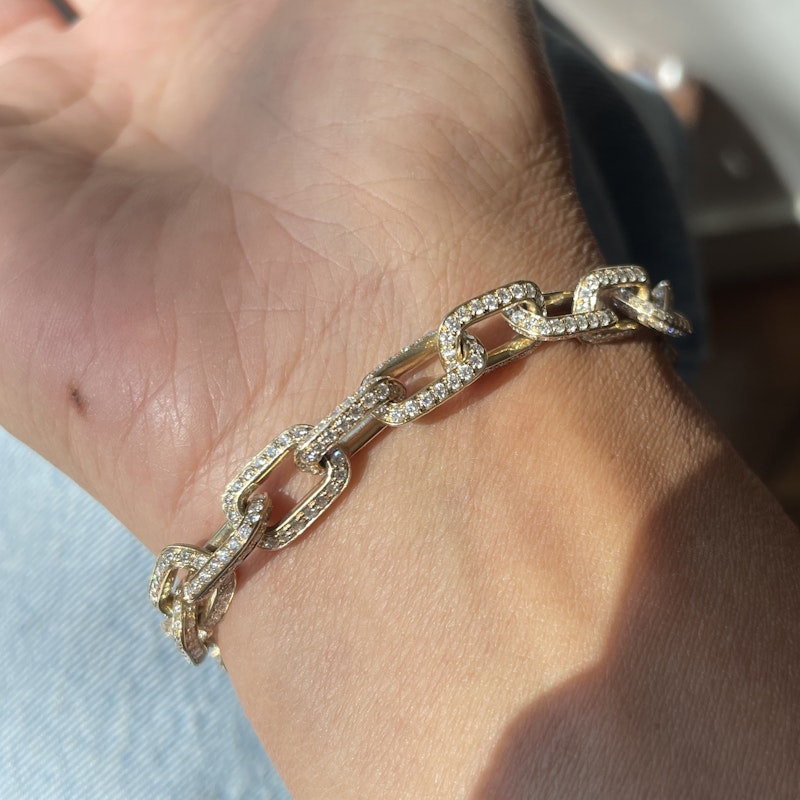 14k Yellow Gold Diamond Toggle Chain Link Bracelet