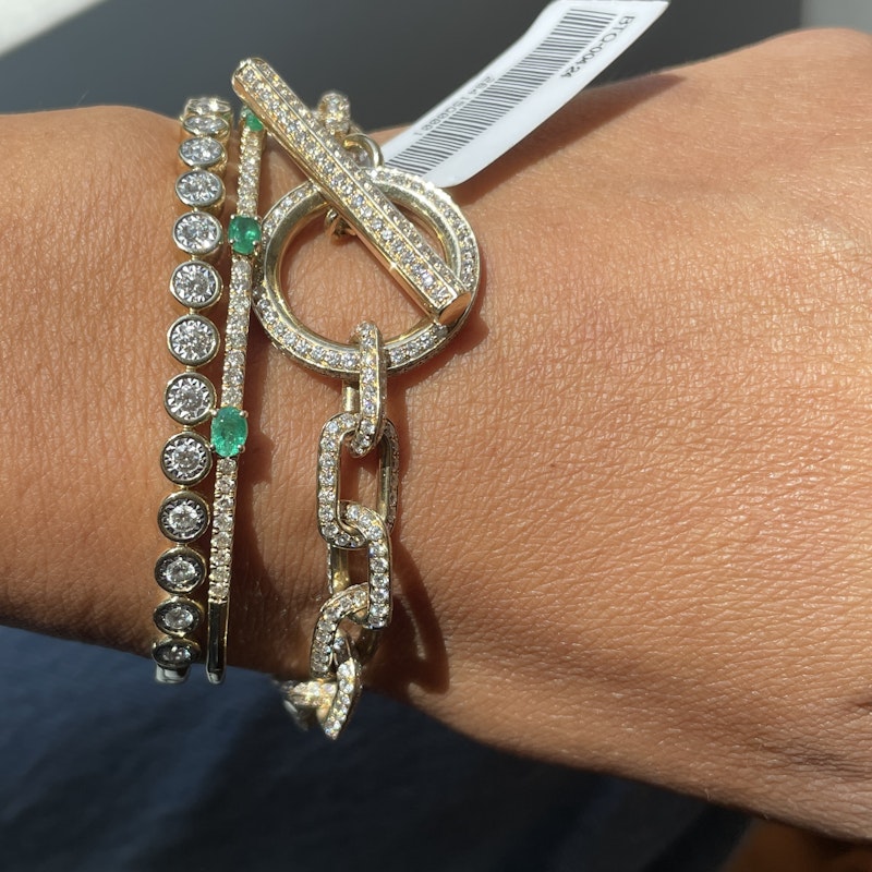14k Yellow Gold Diamond Toggle Chain Link Bracelet