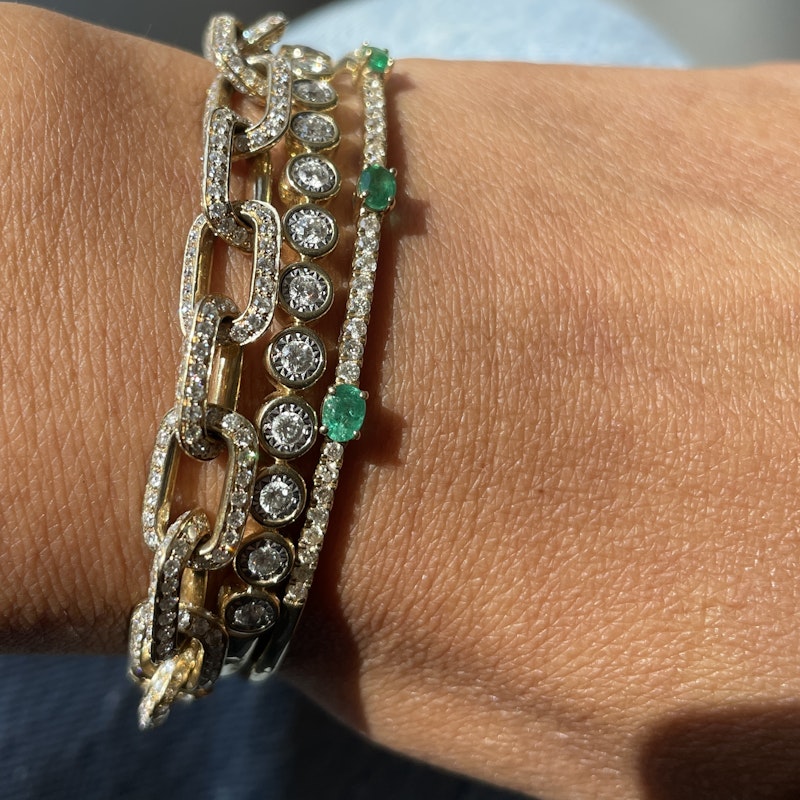14k Yellow Gold Diamond Toggle Chain Link Bracelet