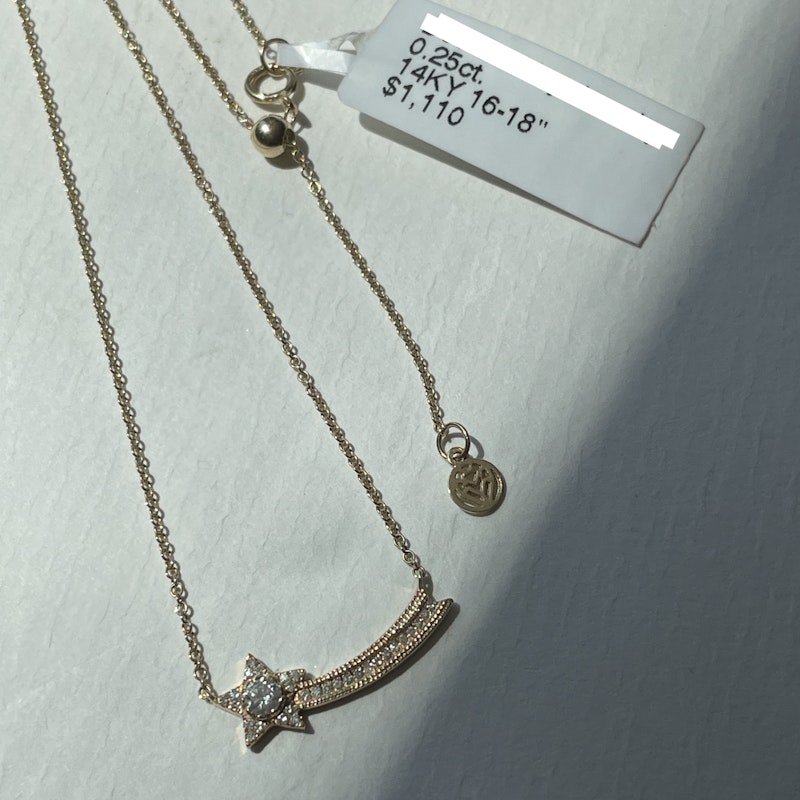 14k Yellow Gold Shooting Star Necklace