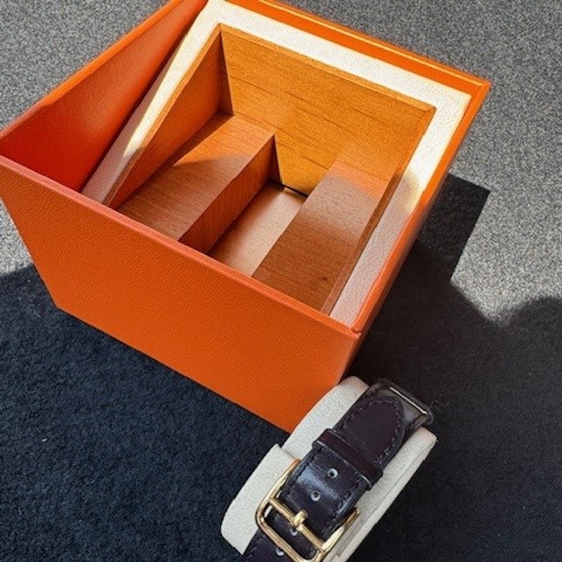 Hermès Medor Watch with Gold and Dark Burgundy Leather