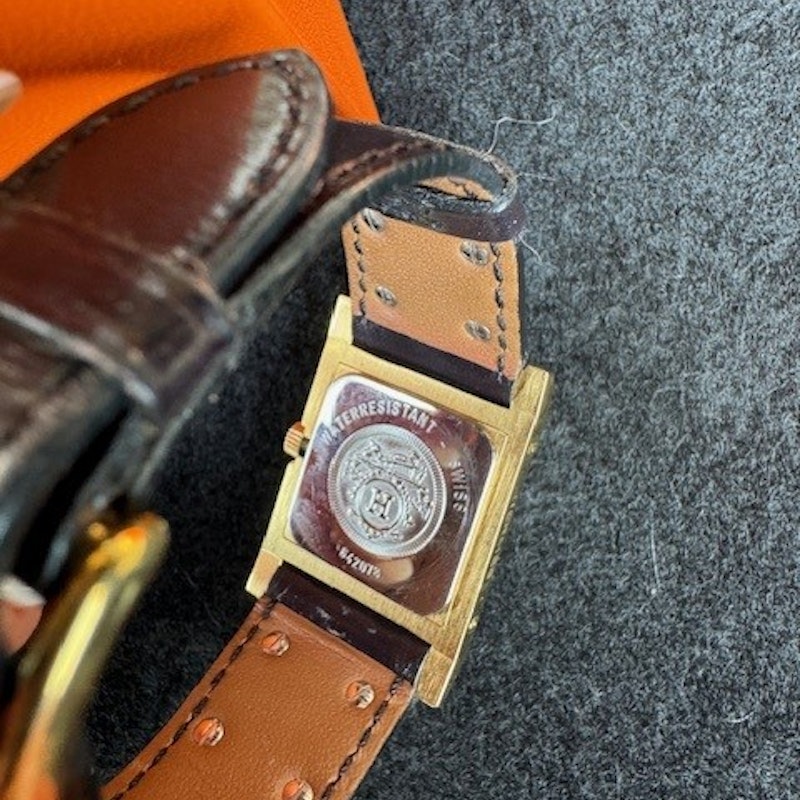 Hermès Medor Watch with Gold and Dark Burgundy Leather