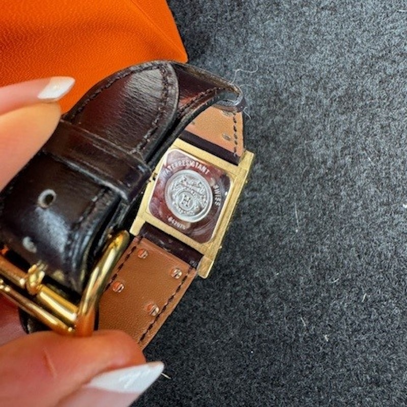 Hermès Medor Watch with Gold and Dark Burgundy Leather