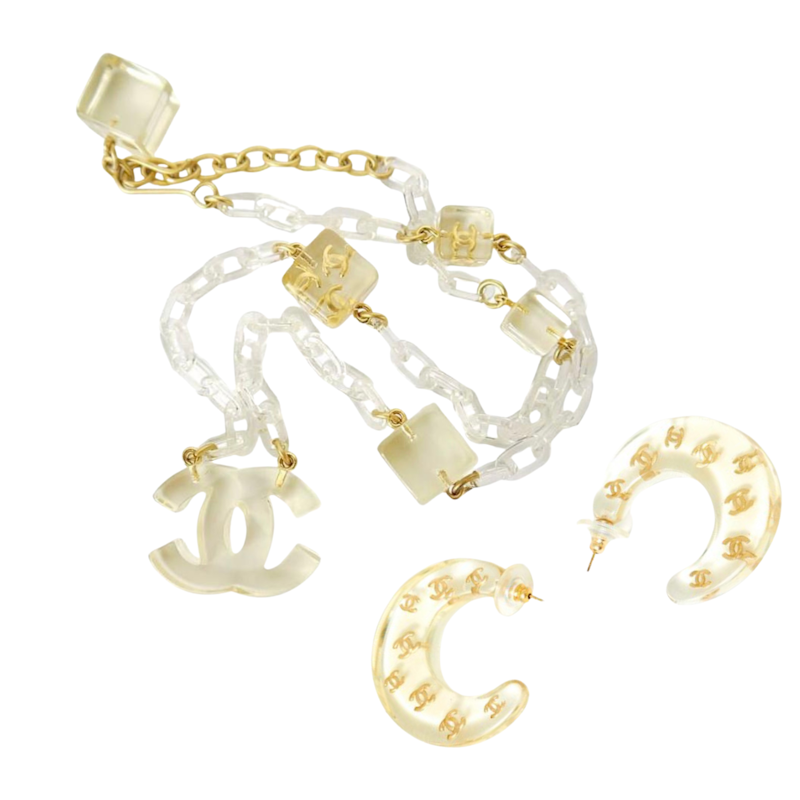 Chanel Ice Cube Collection Necklace and Earring Set