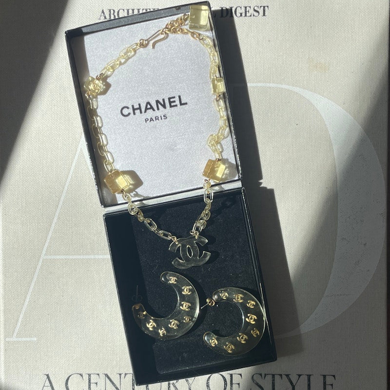 Chanel Ice Cube Collection Necklace and Earring Set