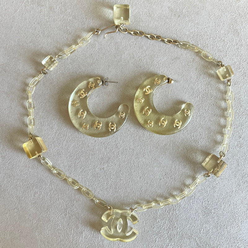 Chanel Ice Cube Collection Necklace and Earring Set