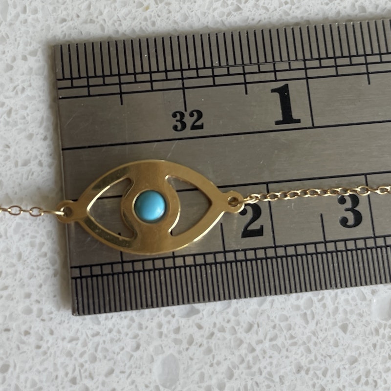 14k Yellow Gold and Turquoise Evil Eye Bracelet