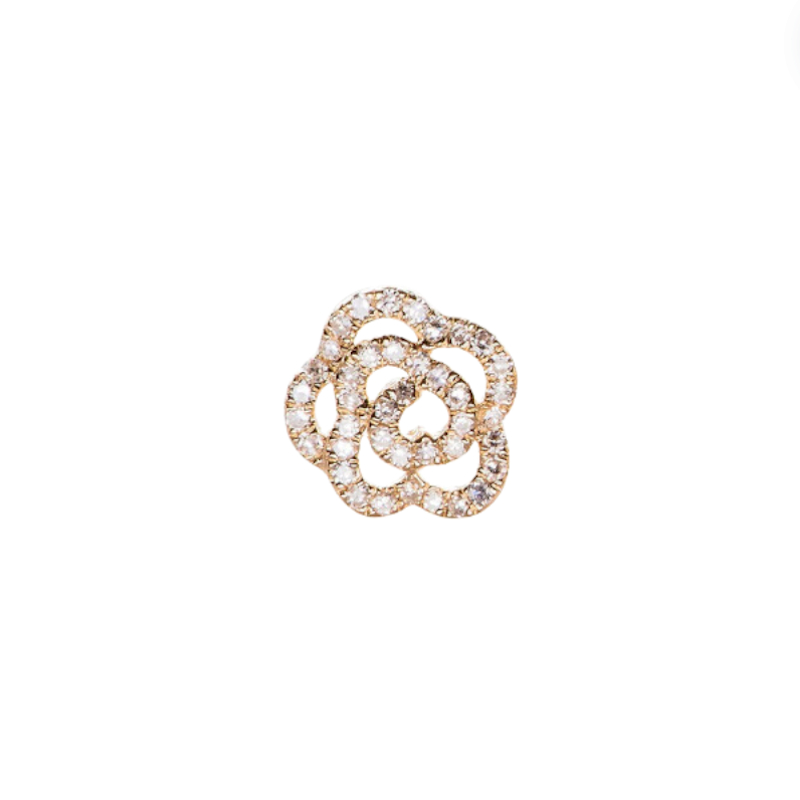 EF Collection 14k Rose Gold Diamond Rose Stud Earring, Single