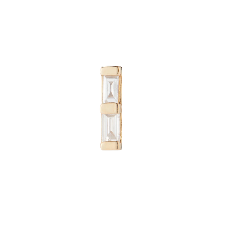Dana Rebecca 14k Yellow Gold Sadie Pearl Double Baguette Stud, Single