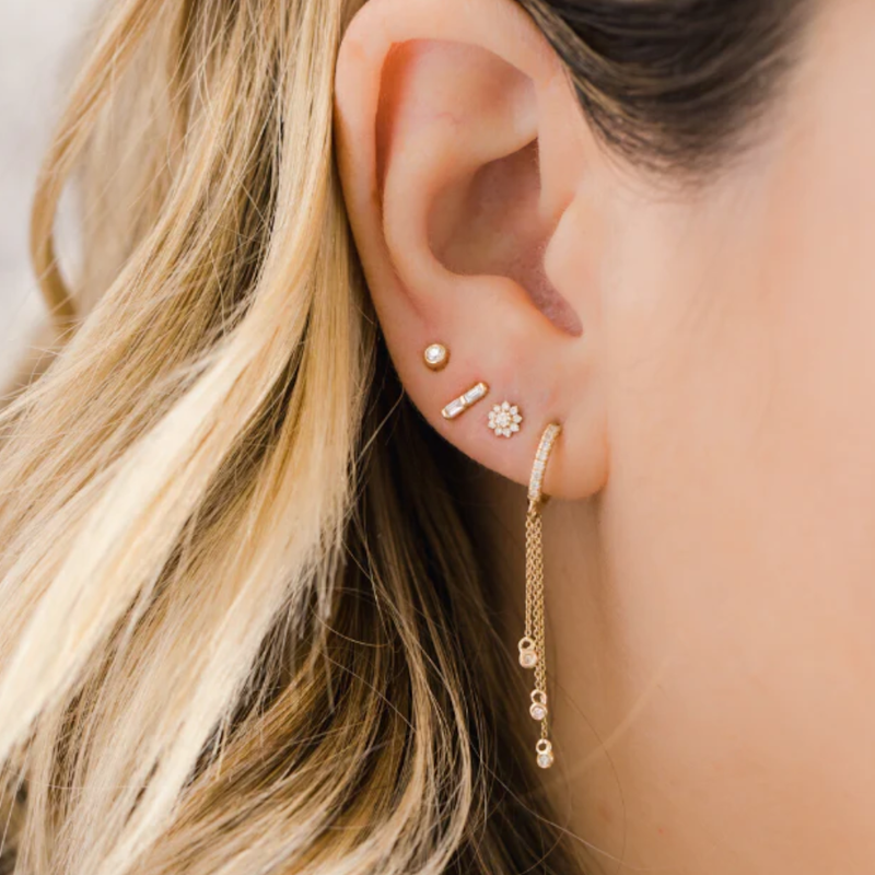 Dana Rebecca 14k Yellow Gold Sadie Pearl Double Baguette Stud, Single