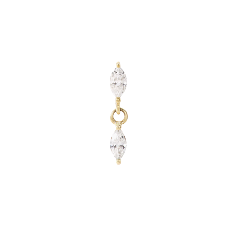 EF Collection 14k Yellow Gold Diamond Marquise Dangle Stud, Single