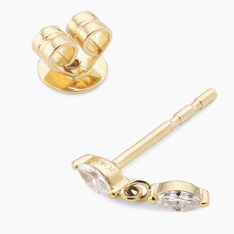 EF Collection 14k Yellow Gold Diamond Marquise Dangle Stud, Single