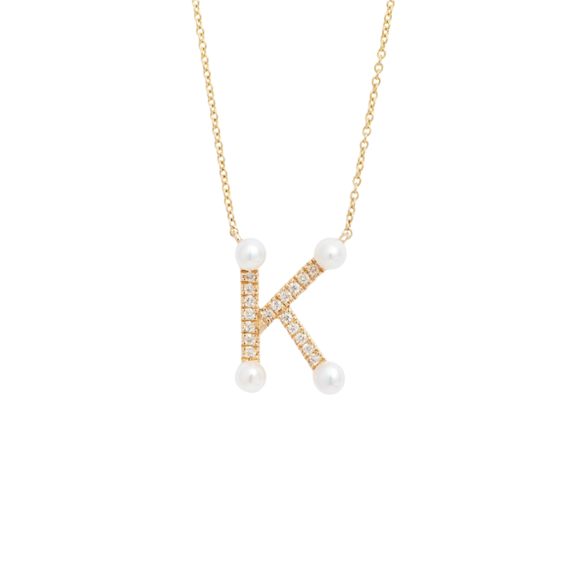 Dana Rebecca "K" Pearl Ivy Initial Necklace