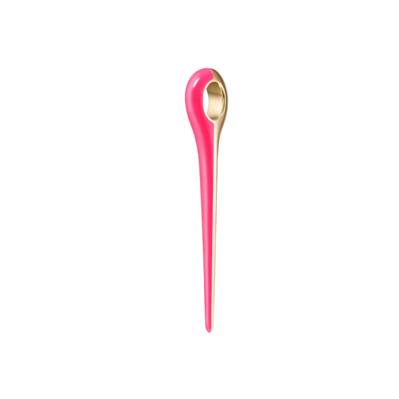 Melissa Kaye Lola Neon Pink 18k Yellow Gold Needle Pendant