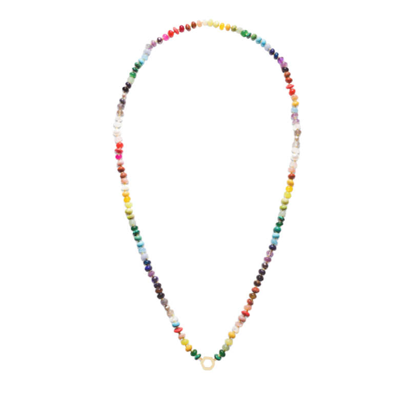 Harwell Godfrey Rainbow Bead Foundation Necklace with Gold Hex Clasp