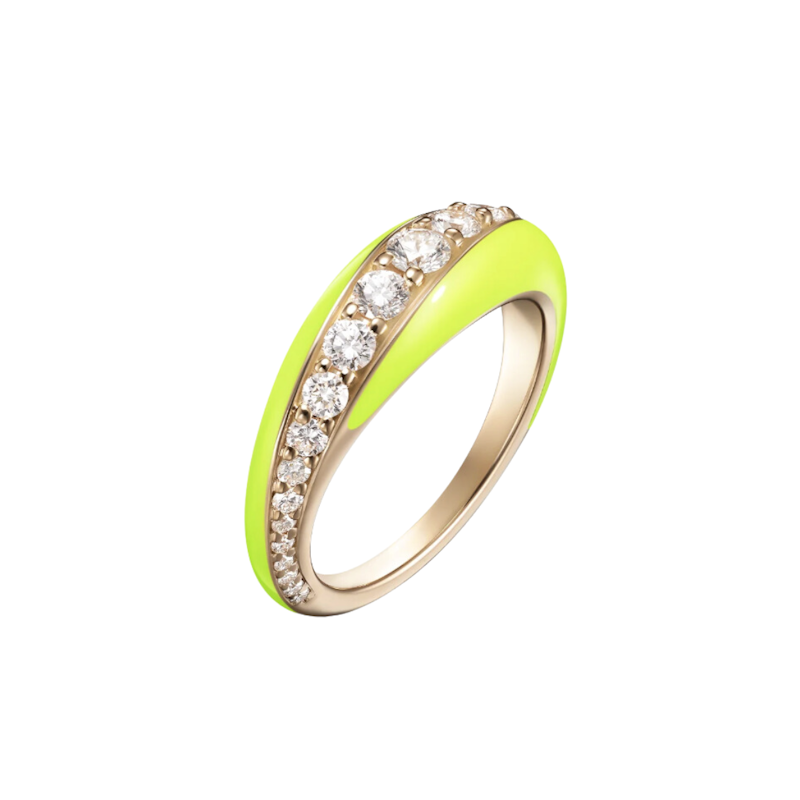 Melissa Kaye 18k Yellow Gold Remi Small Neon Yellow Ring, sz 7