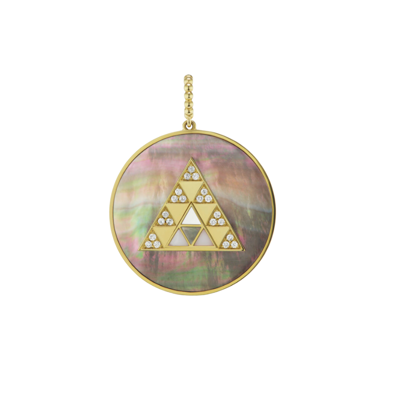 Harwell Godfrey Mother of Pearl Stone Inlay Triangle Medallion