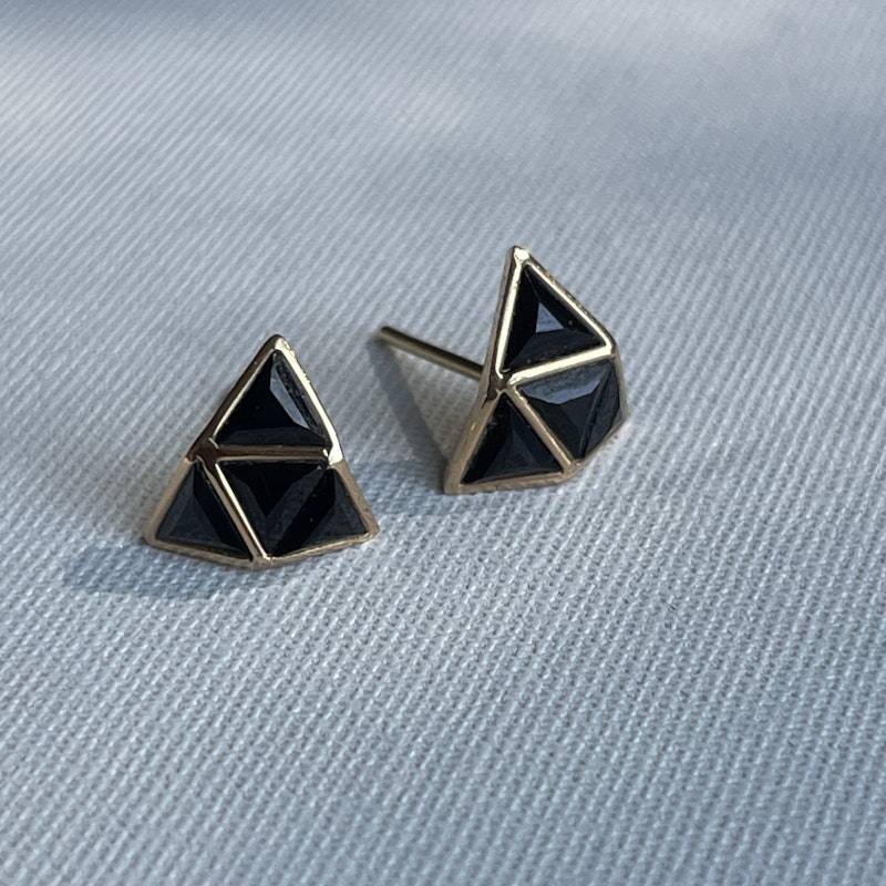 Nak Armstrong 18k Rose Gold Triangle Mosaic Studs
