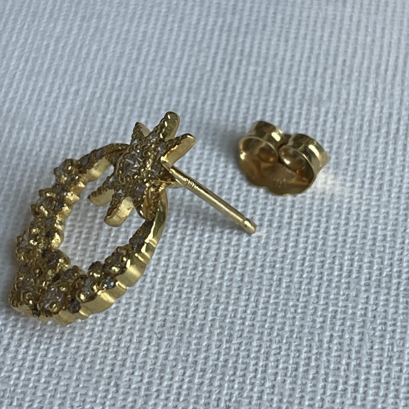 Colette Mini Moon & Star 18K Yellow Gold Diamond Earrings
