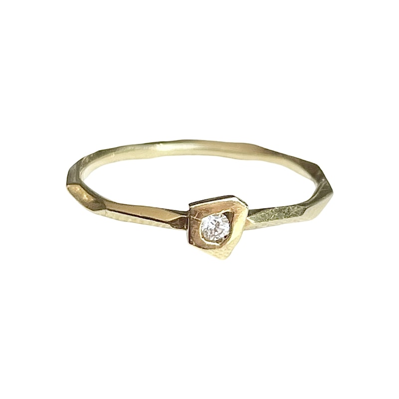 Ron Hami 18k Hammered Yellow Gold Diamond Raindrop Ring