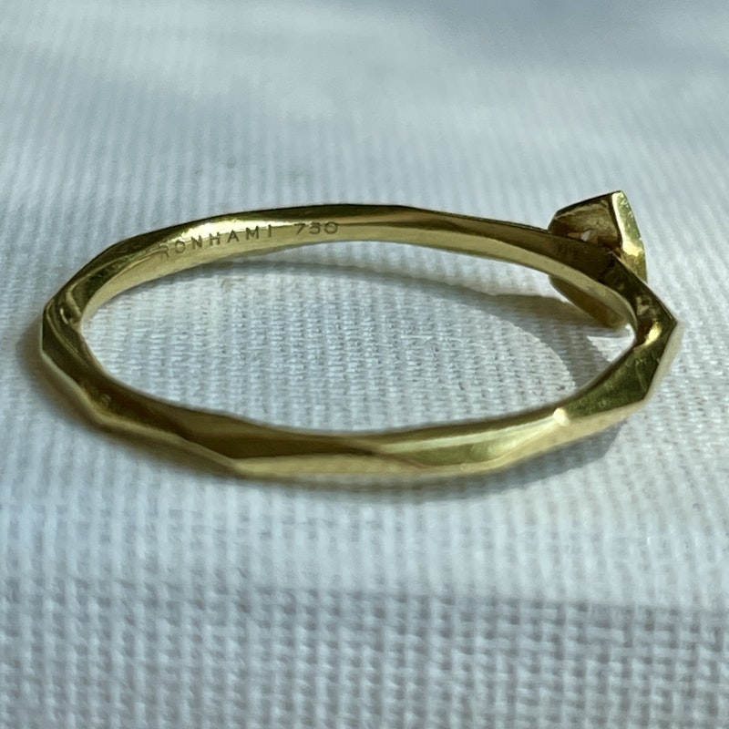 Ron Hami 18k Hammered Yellow Gold Diamond Raindrop Ring