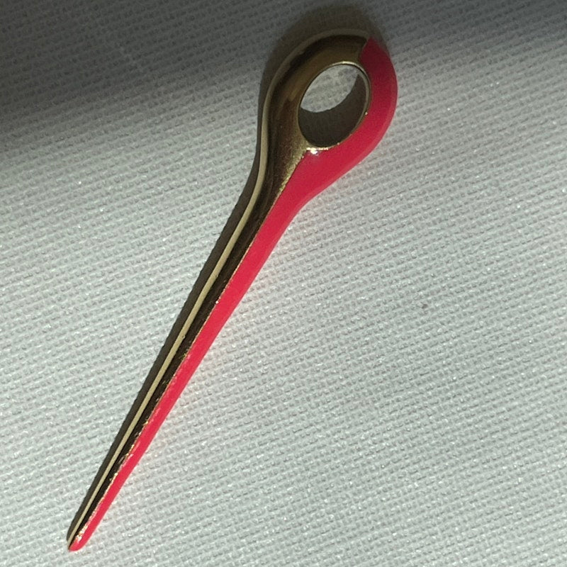 Melissa Kaye Lola Neon Pink 18k Yellow Gold Needle Pendant
