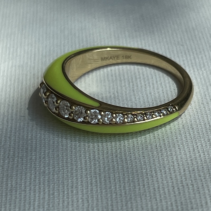Melissa Kaye 18k Yellow Gold Remi Small Neon Yellow Ring, sz 7