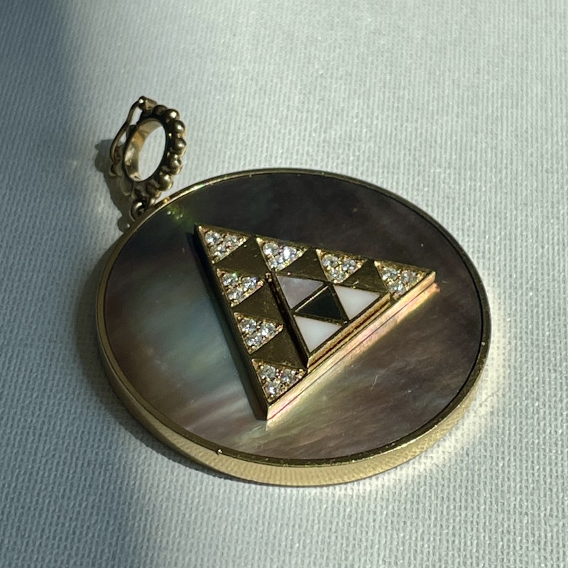 Harwell Godfrey Mother of Pearl Stone Inlay Triangle Medallion