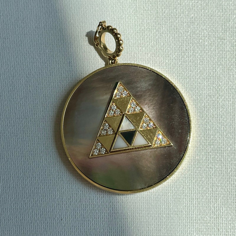 Harwell Godfrey Mother of Pearl Stone Inlay Triangle Medallion