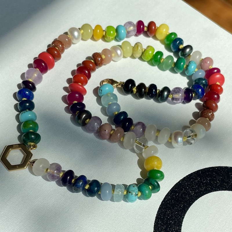 Harwell Godfrey Rainbow Bead Foundation Necklace with Gold Hex Clasp