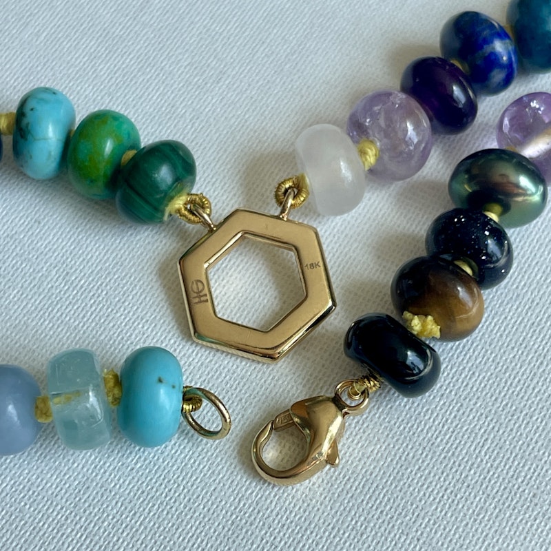 Harwell Godfrey Rainbow Bead Foundation Necklace with Gold Hex Clasp