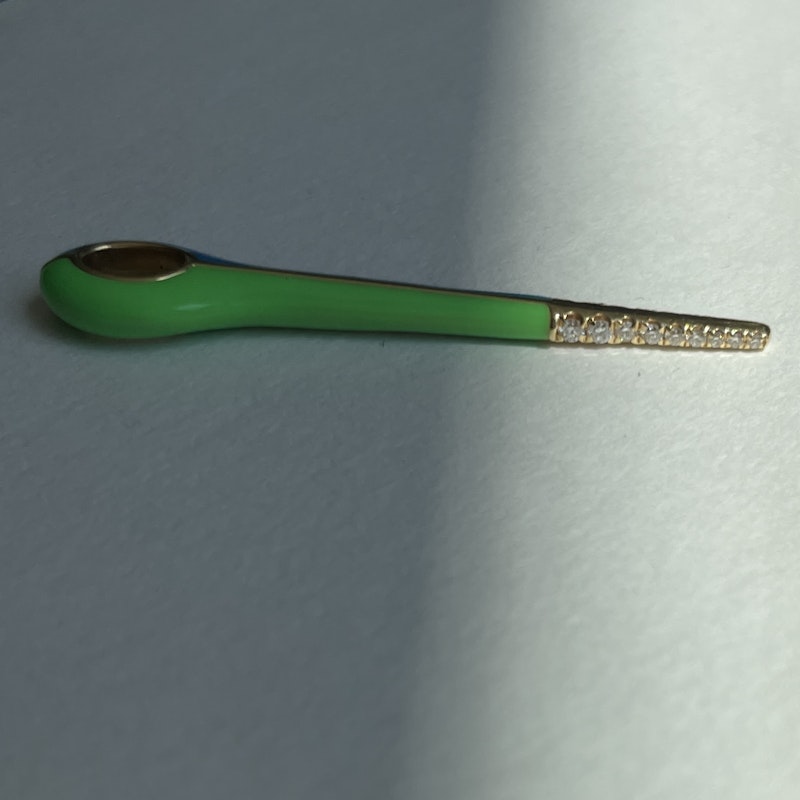 Melissa Kaye Lola Green/Blue Diamond Tip Needle Pendant