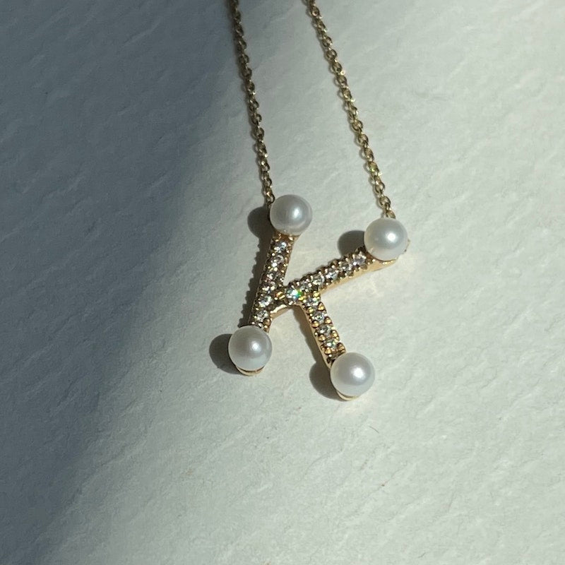 Dana Rebecca "K" Pearl Ivy Initial Necklace