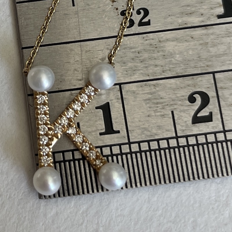 Dana Rebecca "K" Pearl Ivy Initial Necklace