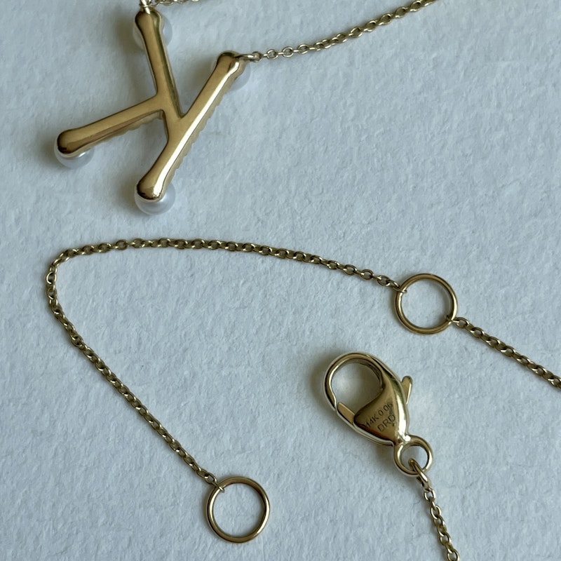 Dana Rebecca "K" Pearl Ivy Initial Necklace