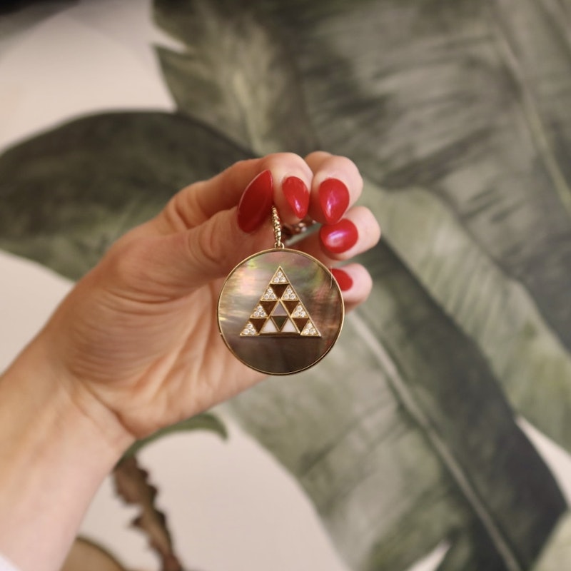 Harwell Godfrey Mother of Pearl Stone Inlay Triangle Medallion