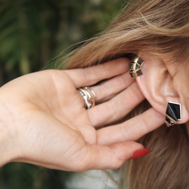 Nak Armstrong 18k Rose Gold Geometric Earcuff Earrings