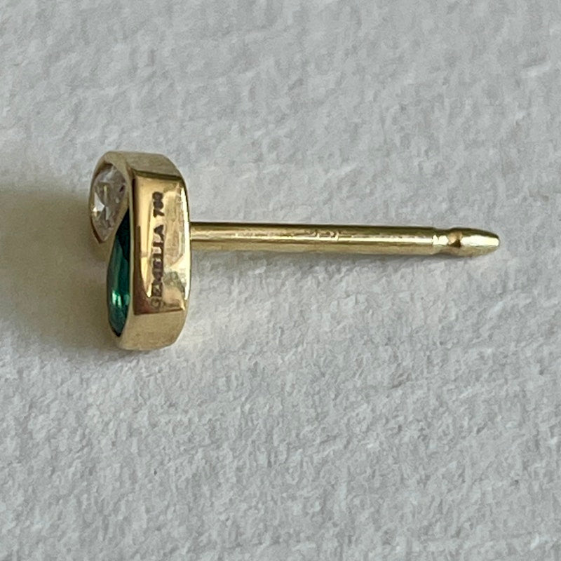 Gemella Jewels 18k Emerald and Diamond Sweetheart Stud, Single
