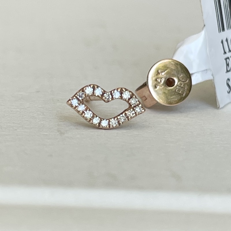 EF Collection 14k Rose Gold Diamond Kiss Stud, Single