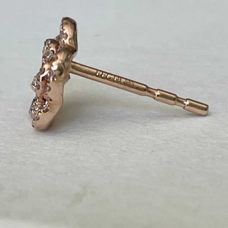 EF Collection 14k Rose Gold Diamond Rose Stud Earring, Single