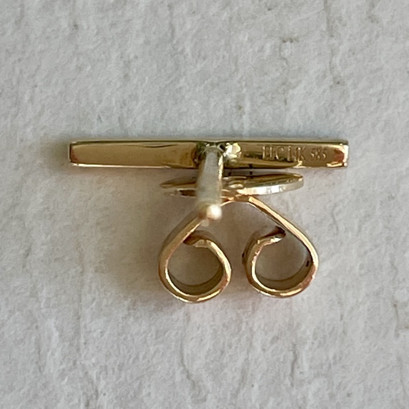 EF Collection 14k Yellow Gold Two-Tone Diamond Bar Studs